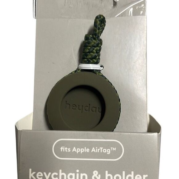Heyday Silicone Apple Airtag Holder & Keychain Olive Green Missing Carabiner - Picture 3 of 4